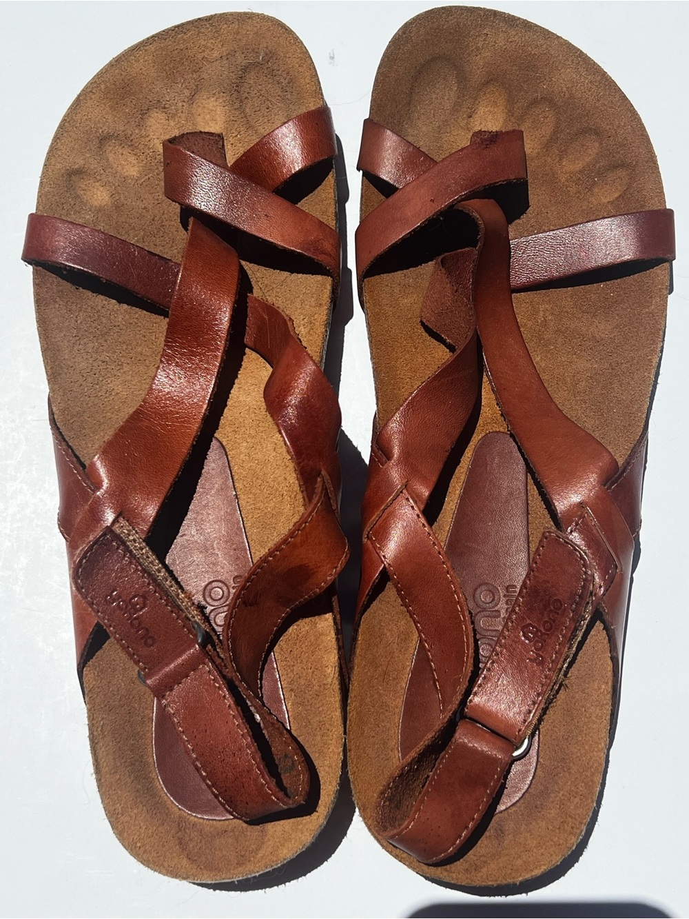 Yokono Sandals Womens 9.5 Ankle Strap Brown Leather Casual Open Toe